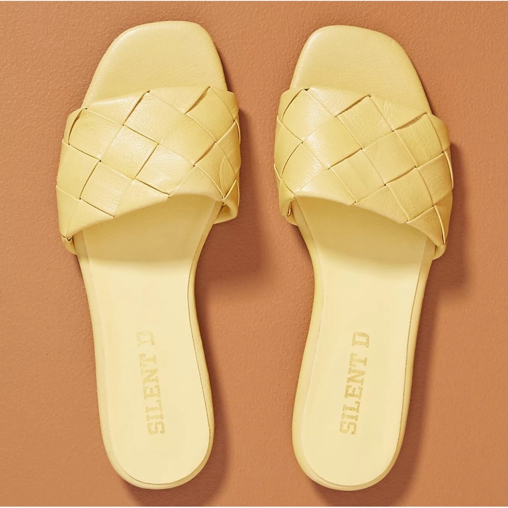 Anthropologie Silent D Ayda Woven Yellow Slide Sandals NWT Size 10 - Picture 3 of 13